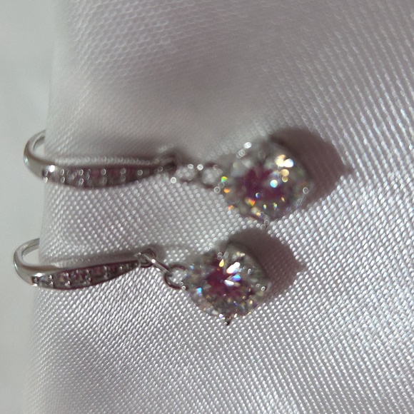Certified 2ct. t.w. Moissanite Diamond Drop Earrings NEW - Picture 8 of 9